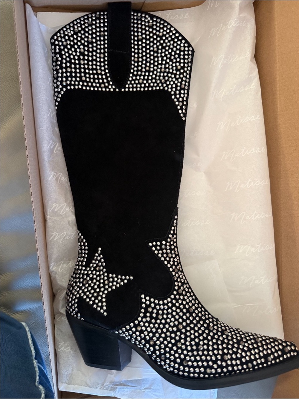 Matisse Black Studded Star Western Boot